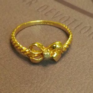 10k Yellow Gold Ribbon Bow Ring Size 6